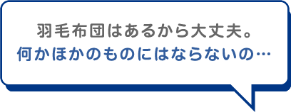 羽毛布団はあるから大丈夫。何かほかのものにはならないの…